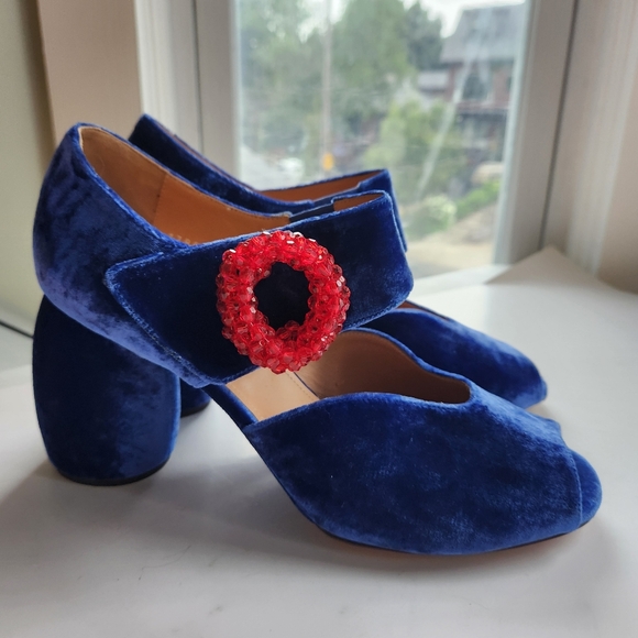 Dries Van Noten Shoes - Dries Van Noten blue velvet mary jane shoes in pristine condition